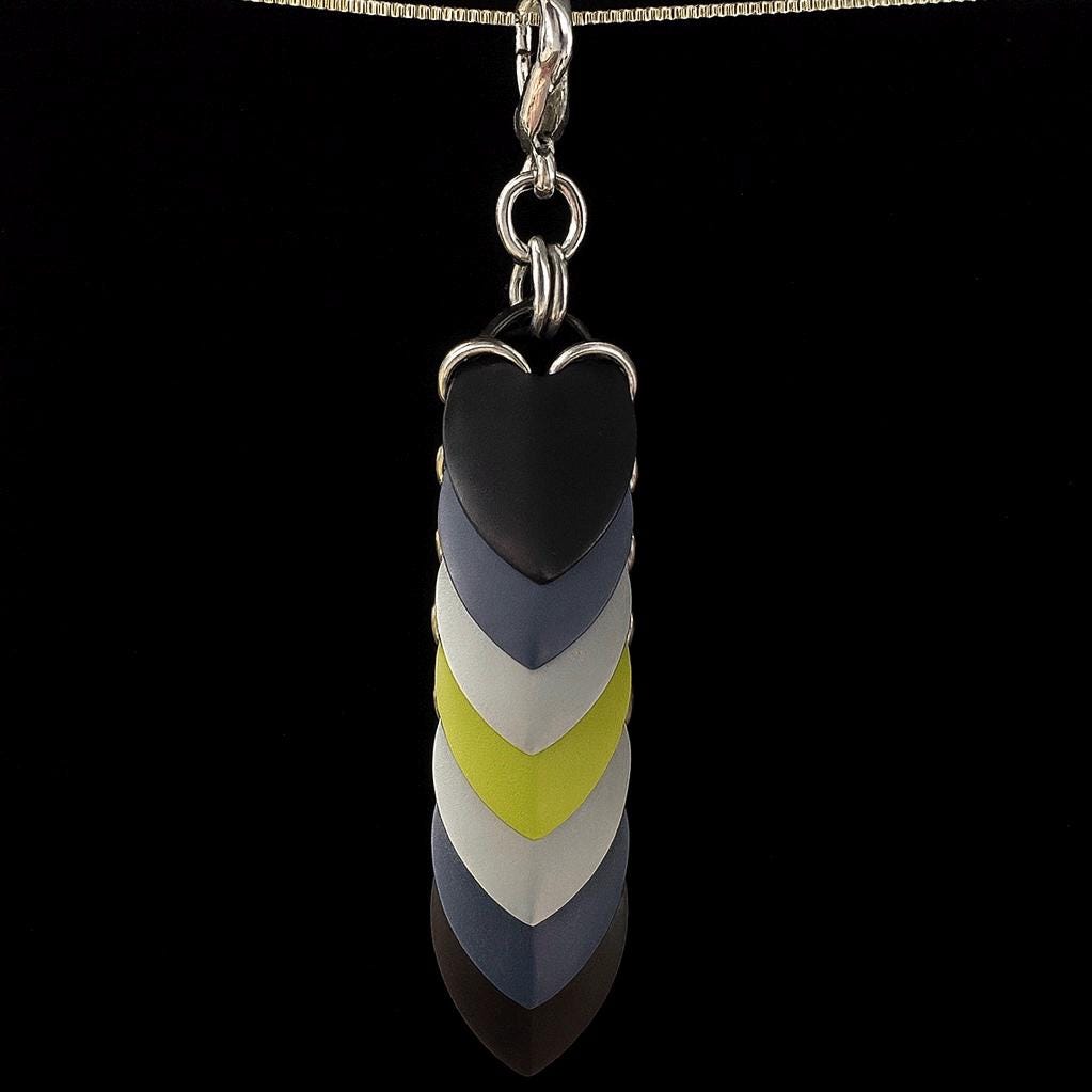 Agender Pride Chainmaille Scale Pendent Keychain Zipper Pull LGBT - Image 1