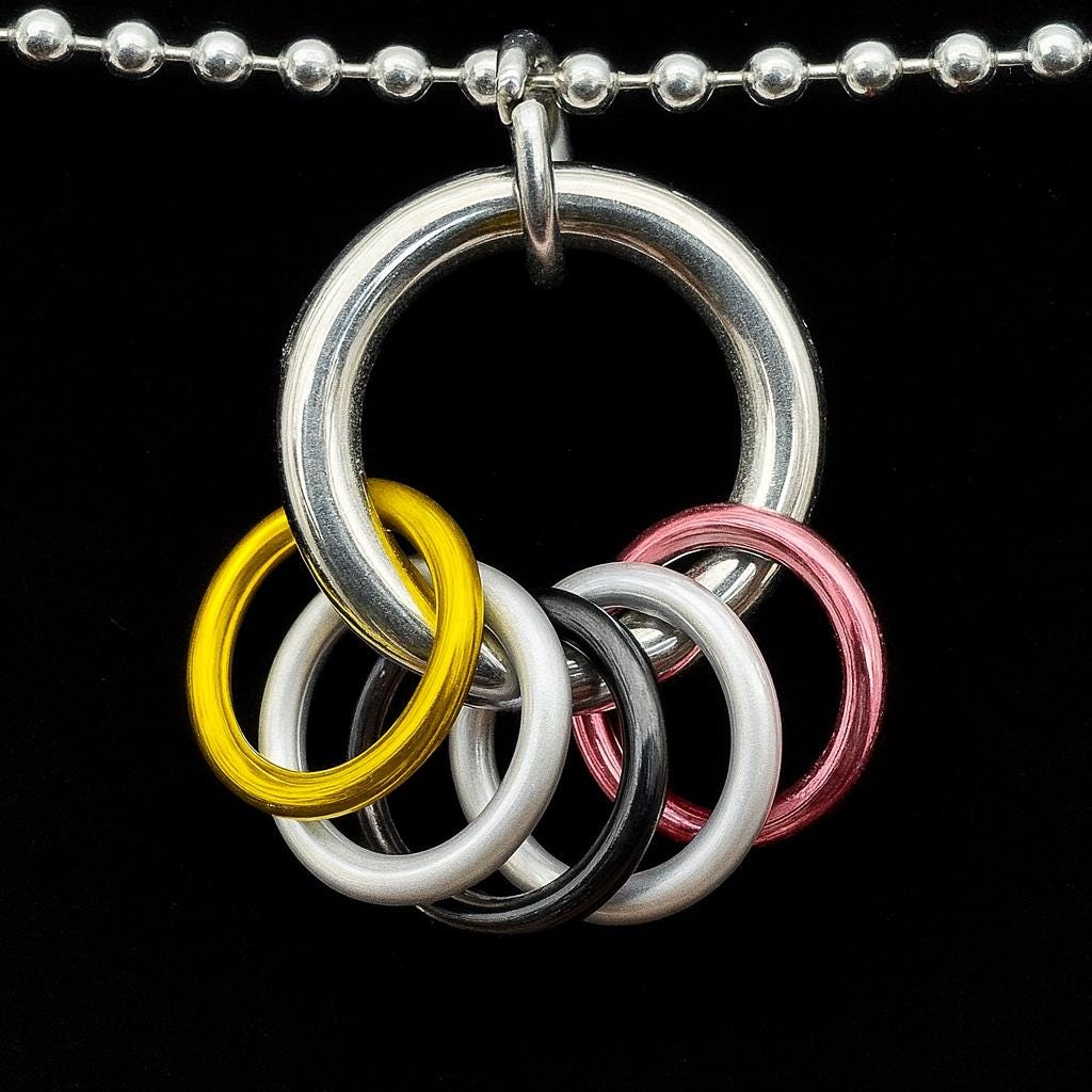 Twink Pride Chainmaille Ring Pendent Keychain Zipper Pull LGBT