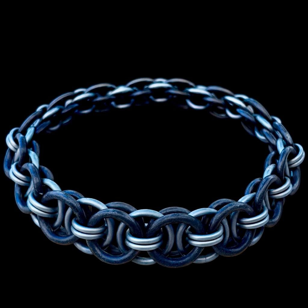Crater Ash Grey Stretchy Chainmaille Clasp-less Bracelet
