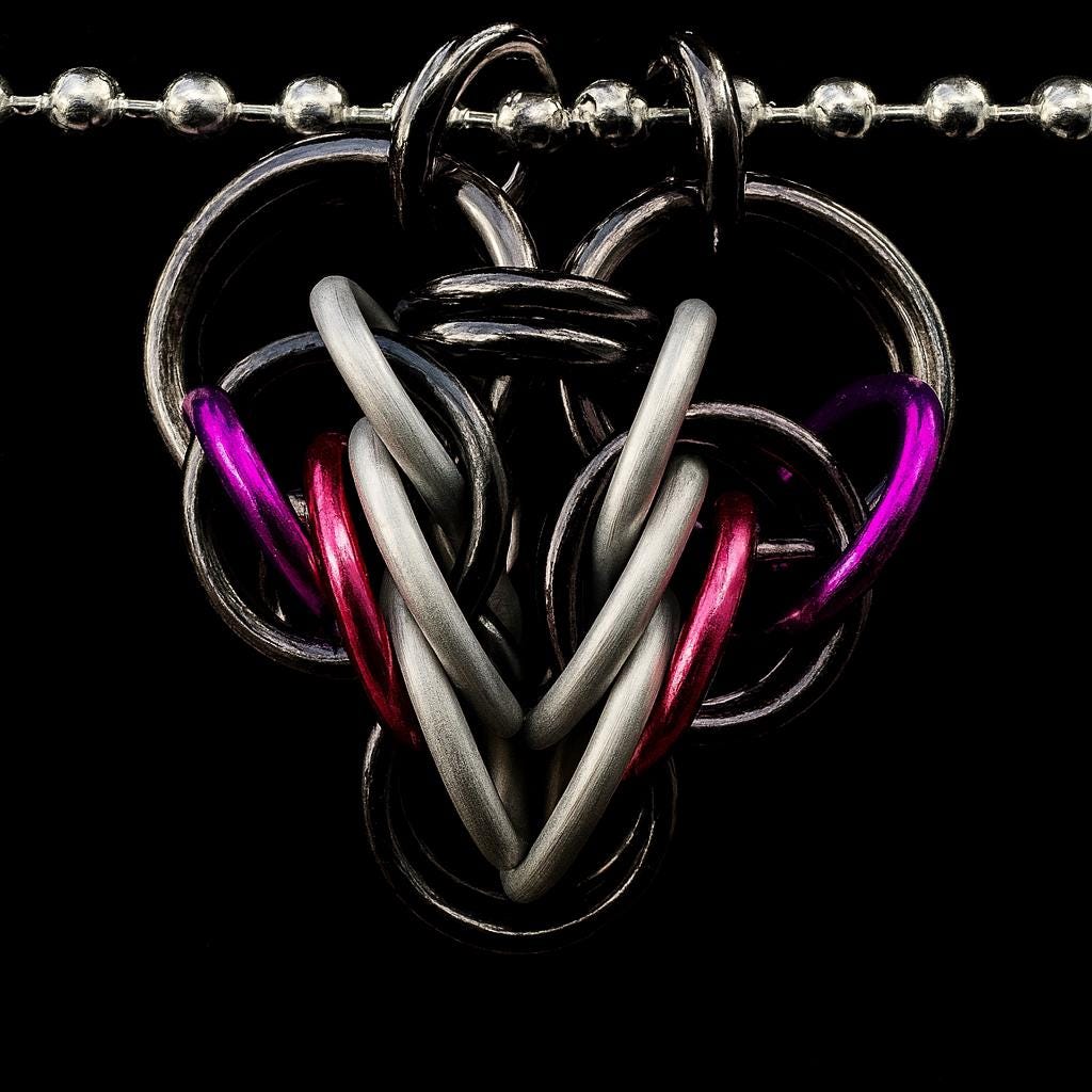 Transfeminine Pride Chainmaille Heart Pendent Keychain Zipper Pull LGBT
