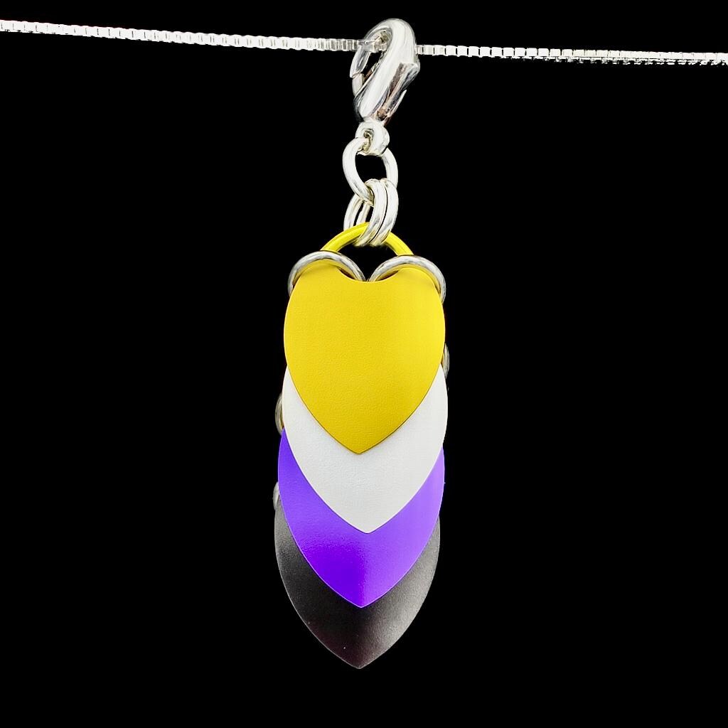 Nonbinary Pride Chainmaille Scale Pendent Keychain Zipper Pull LGBT - Image 1