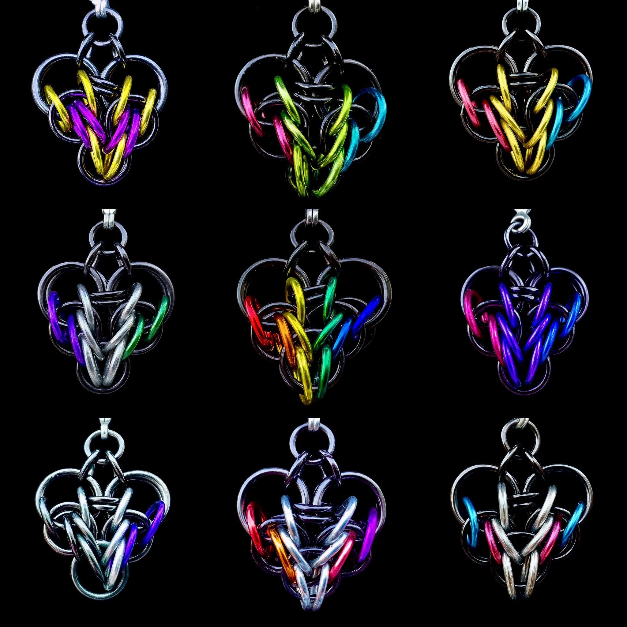 Transfeminine Pride Chainmaille Heart Pendent Keychain Zipper Pull LGBT - Thumbnail 3