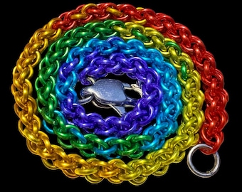 Rainbow JPL Chainmail Bracelet, 3mm Anodized Aluminum Pride Jewelry, Custom Length