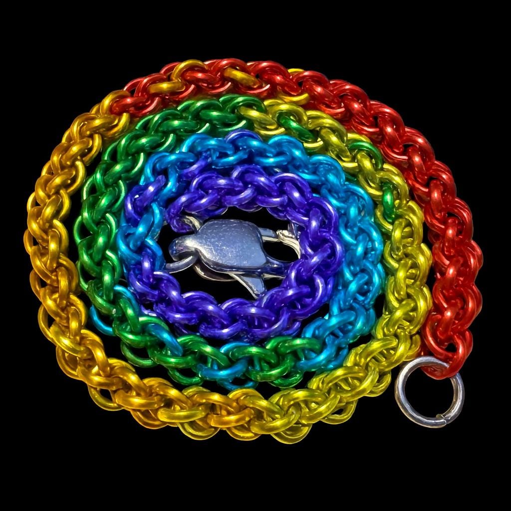 Pride Rainbow Gradient JPL Anodized Aluminum Chainmail Bracelet/Anklet With Lobster Clasp