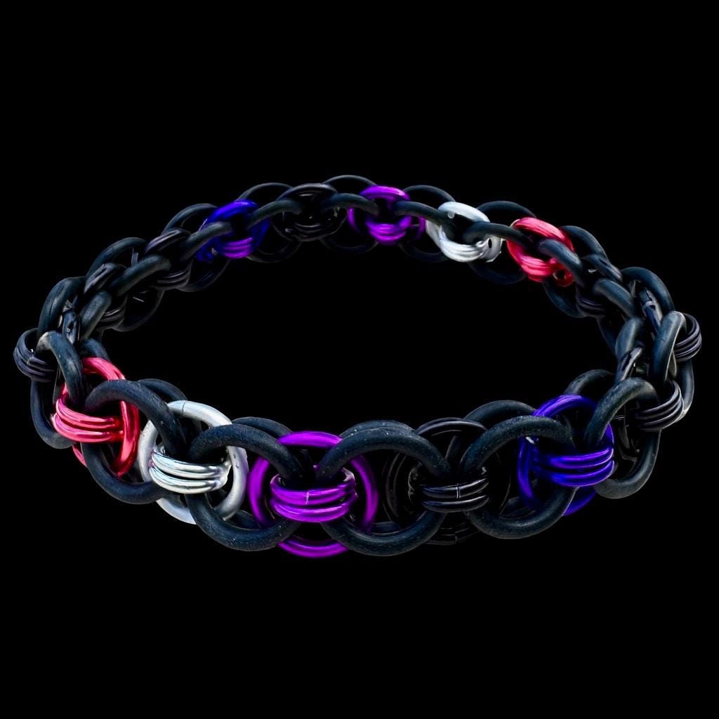 Genderfluid Pride Stretchy Chainmaille Bracelet LGBT - Image 1