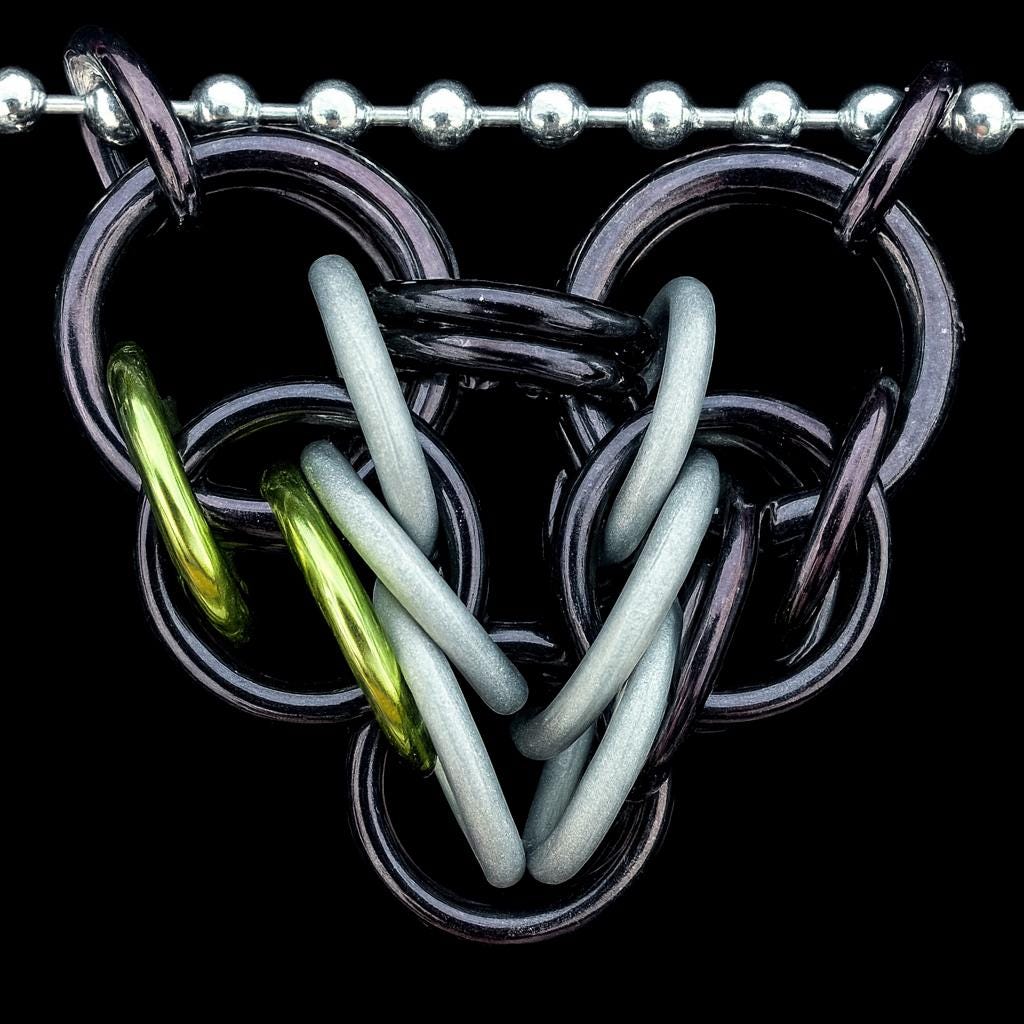 Agender Pride Chainmaille Heart Pendent Keychain Zipper Pull LGBT