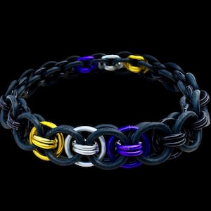 Nonbinary Pride Stretchy Chainmaille Bracelet LGBT