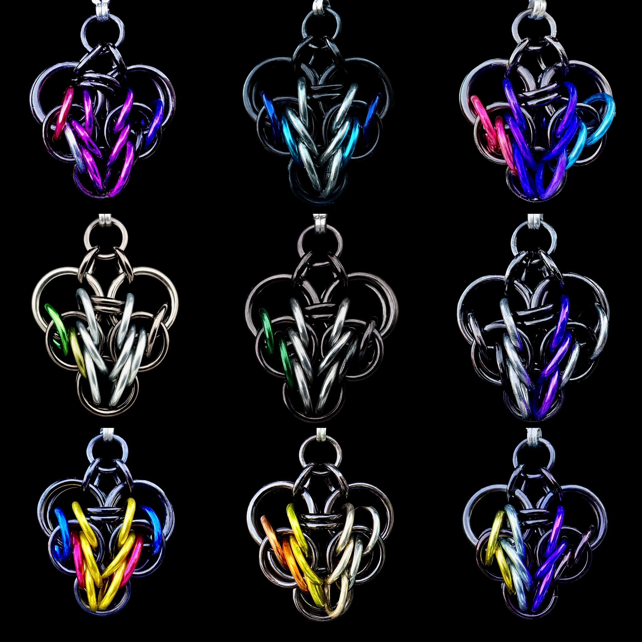 Leather Pride Chainmaille Heart Pendent Keychain Zipper Pull LGBT - Thumbnail 2