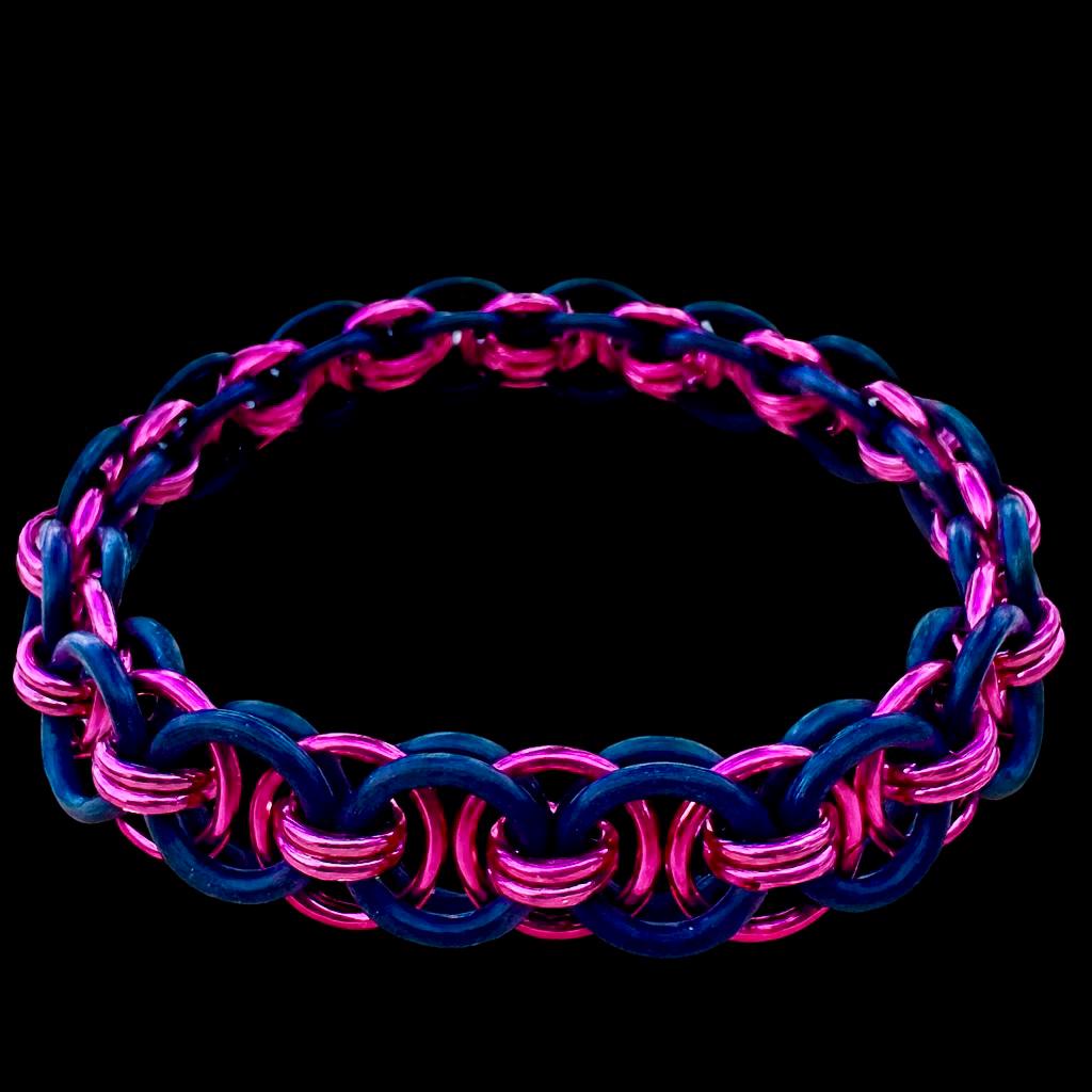 Rose Moon Pink Stretchy Chainmaille Clasp-less Bracelet