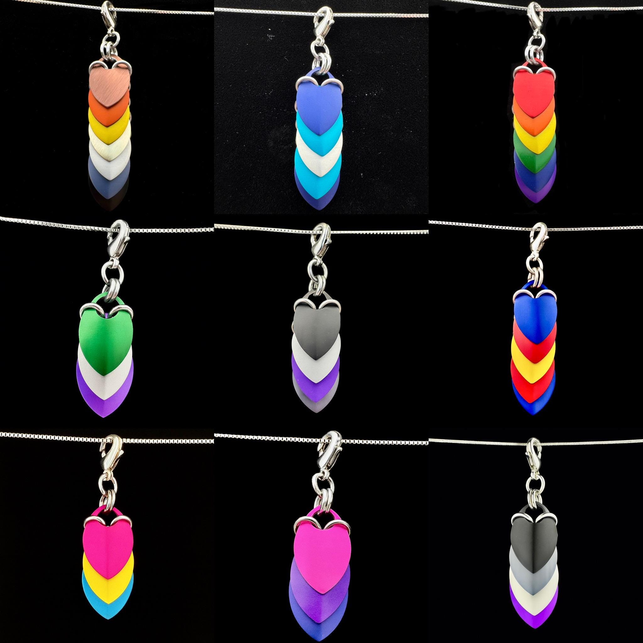 Genderqueer Pride Chainmaille Scale Pendent Keychain Zipper Pull LGBT - Thumbnail 2