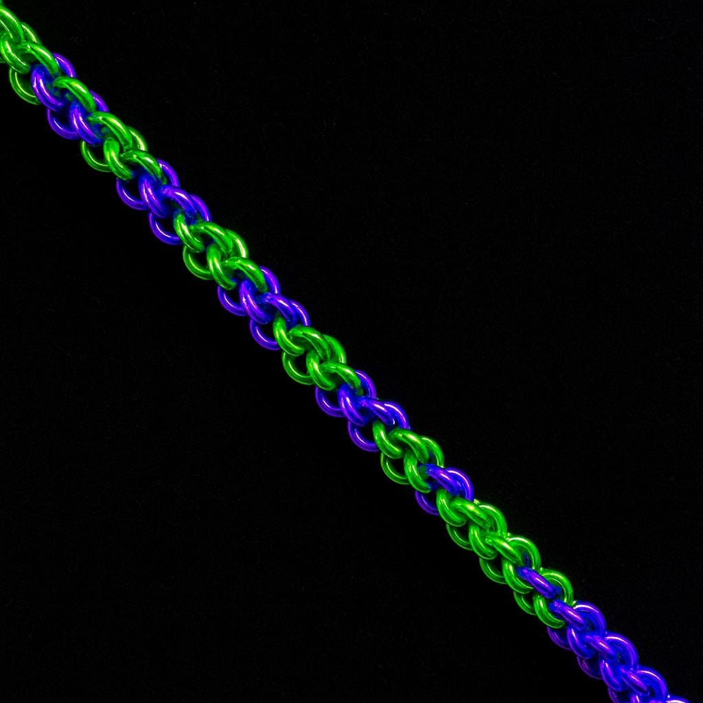 Shamrock and Lilac JPL Anodized Aluminum Chainmail Bracelet/Anklet With Lobster Clasp - Thumbnail 2
