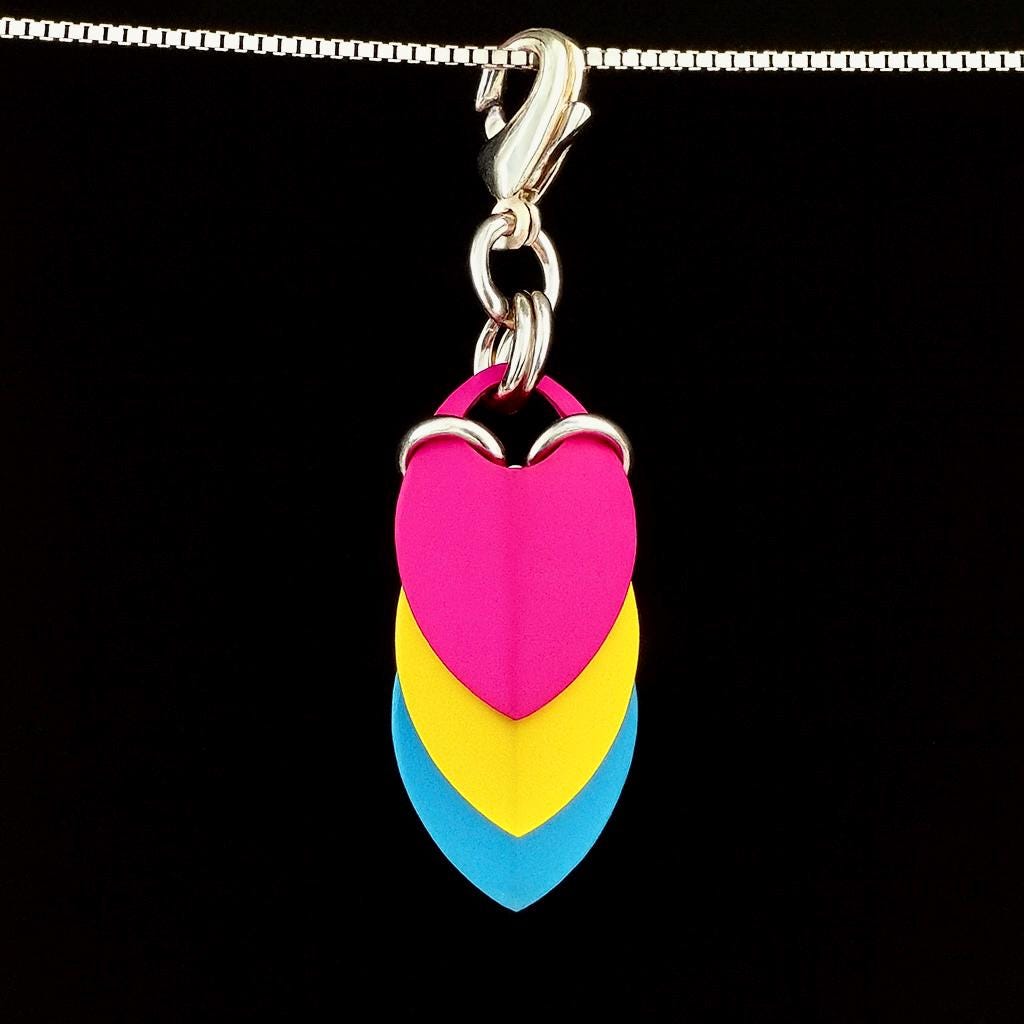 Polysexual Pride Chainmaille Scale Pendent Keychain Zipper Pull LGBT - Image 1