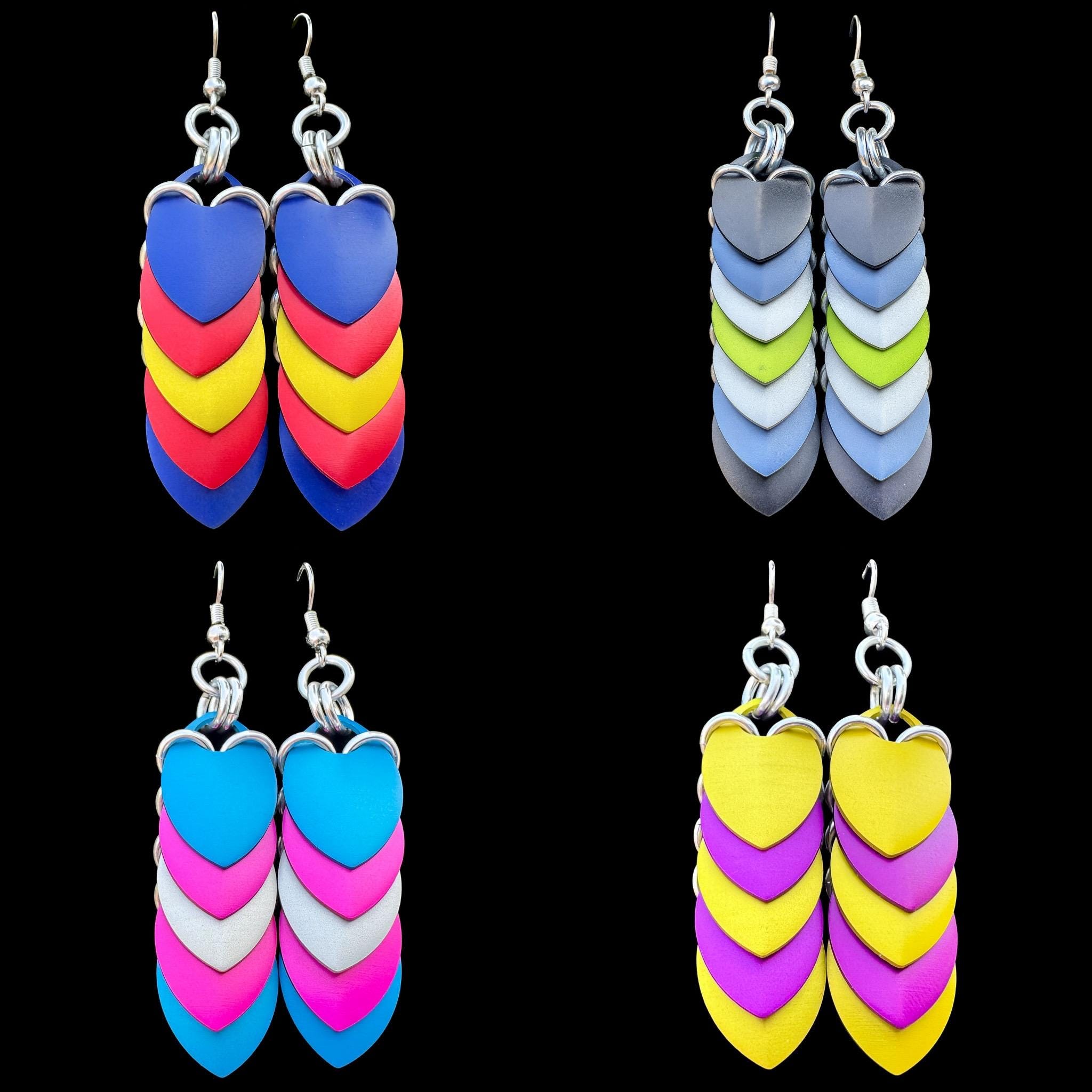 Demisexual Pride Chainmaille Scale Earrings LGBT - Thumbnail 4