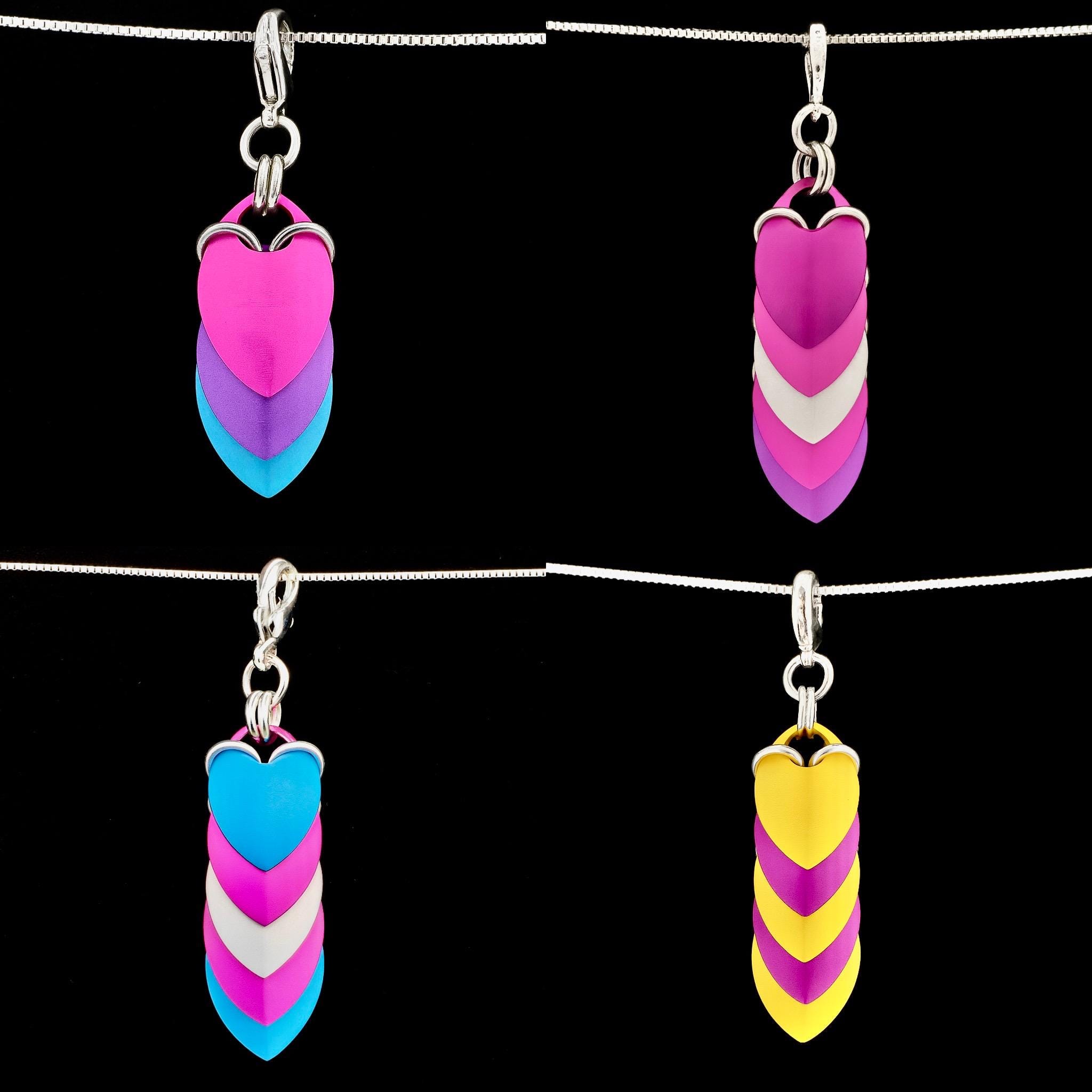 Pansexual Pride Chainmaille Scale Pendent Keychain Zipper Pull LGBT - Thumbnail 4