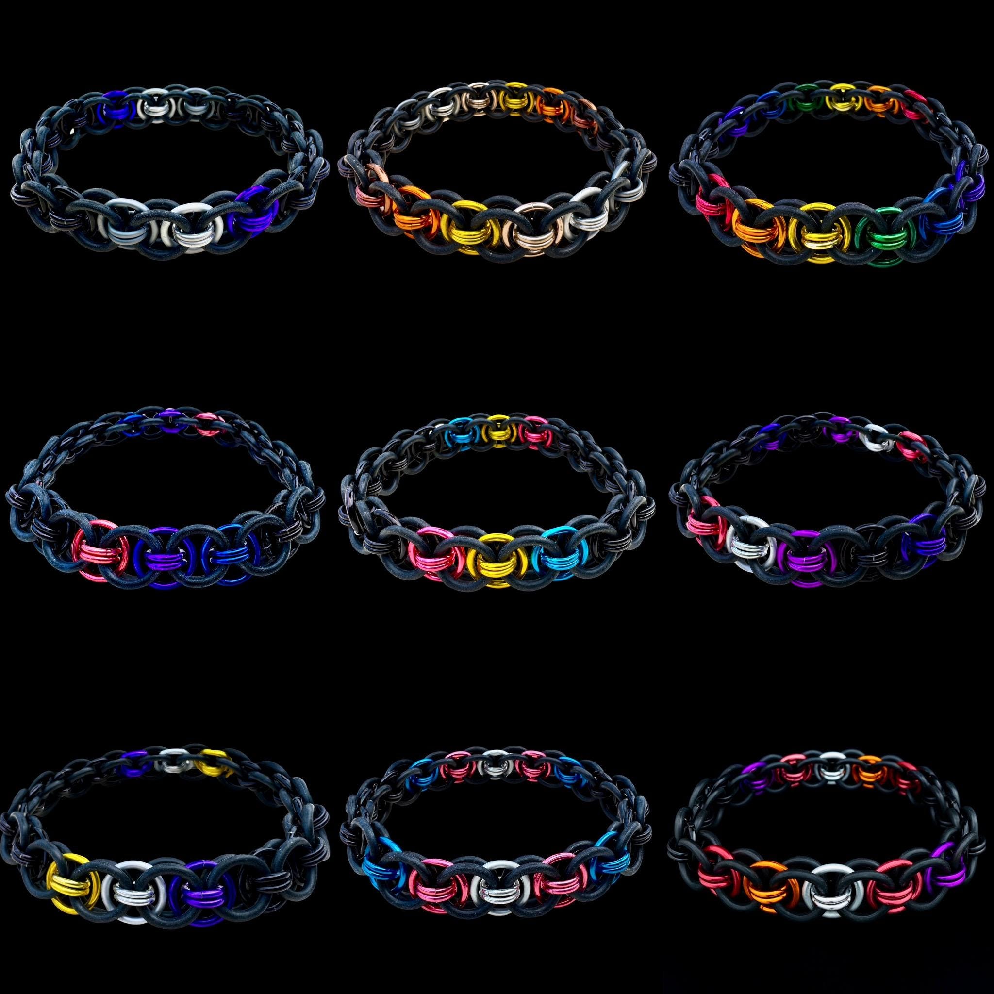 Genderfluid Pride Stretchy Chainmaille Bracelet LGBT - Thumbnail 2