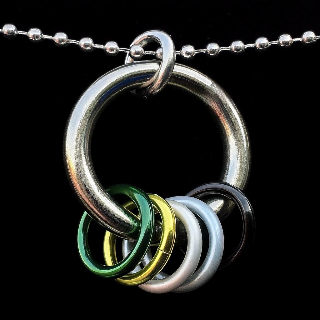 Aromantic Pride Chainmaille Ring Pendent Keychain Zipper Pull LGBT - Image 1