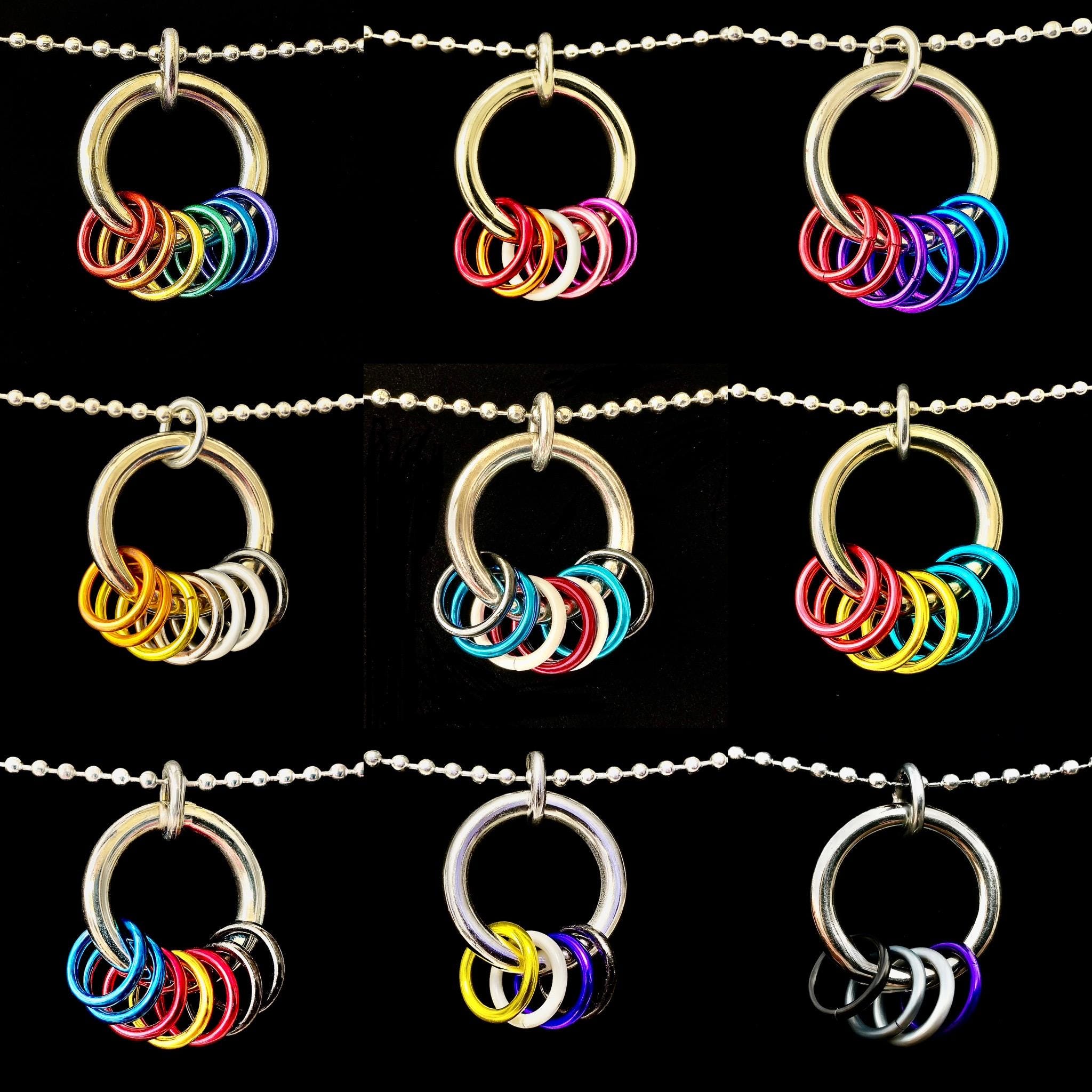 Androgyn Pride Chainmaille Ring Pendent Keychain Zipper Pull LGBT - Thumbnail 2