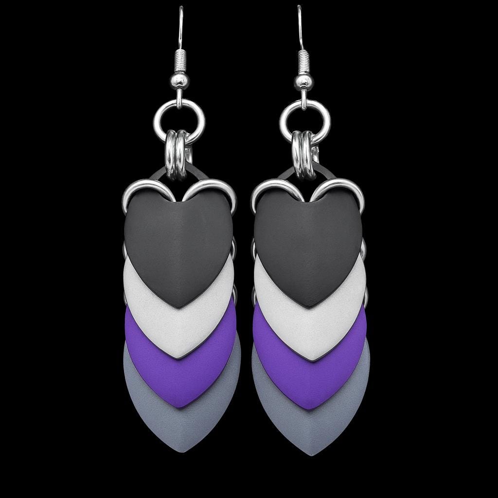 Demisexual Pride Chainmaille Scale Earrings LGBT - Image 1