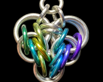 MLM Men Loving Men Pride Chainmaille Heart Pendant: LGBT Keychain Zipper Pull