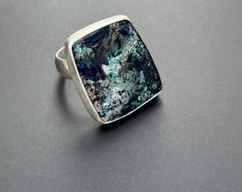 Chrysocolla silver ring