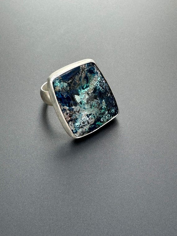 Chrysocolla silver ring