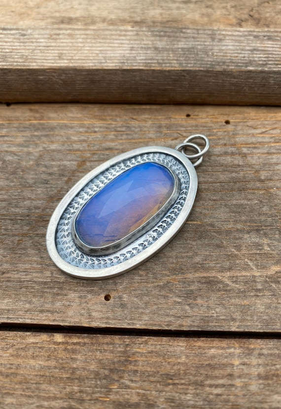 Hand stamped Opalite pendant