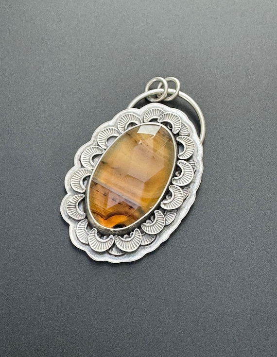 Montana agate stamped pendant