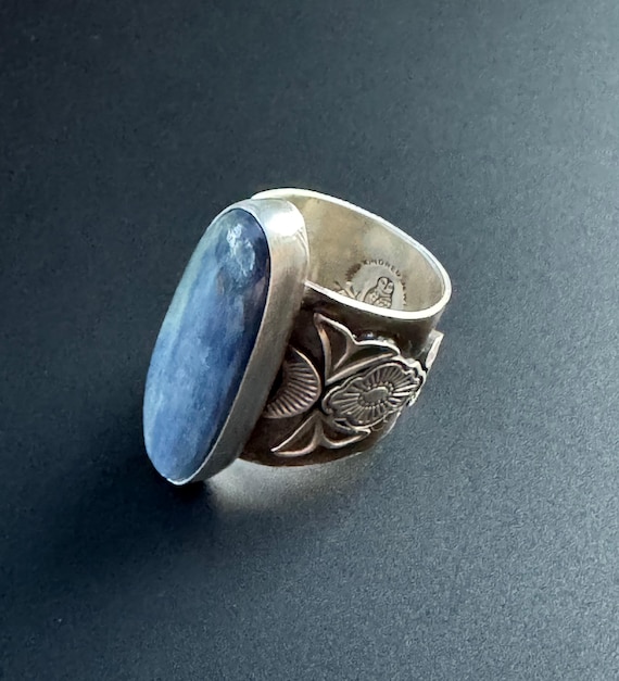 Stamped kyanite ring