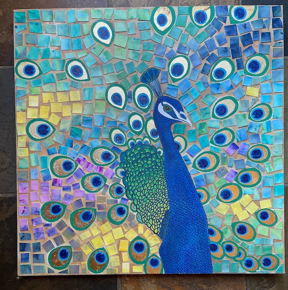 Peacock in bloom mixed media