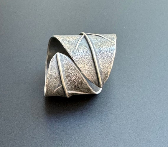 Hand forged sage leaf ring