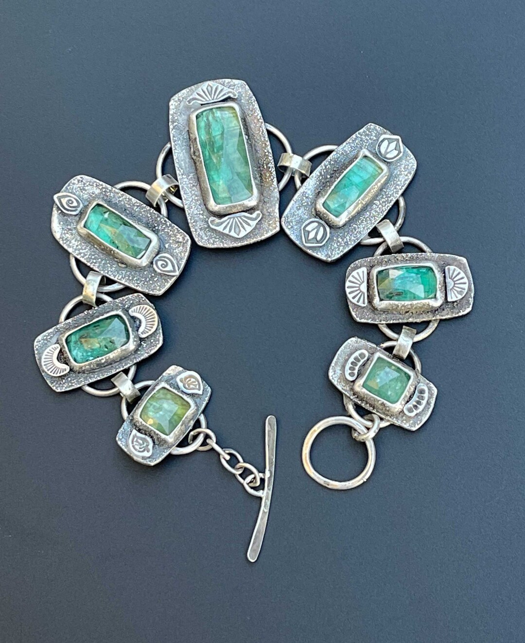 Mint Green Kyanite and Silver Bracelet - Etsy