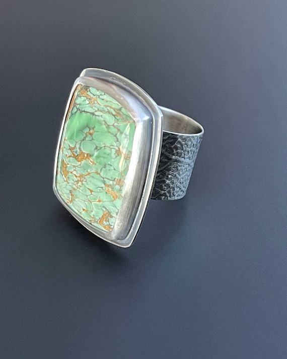 Chunky Variscite and silver ring