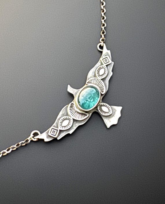 Eagle pendant with blue kyanite