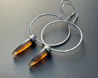 Pendientes de aro con gotas de ágata Montana