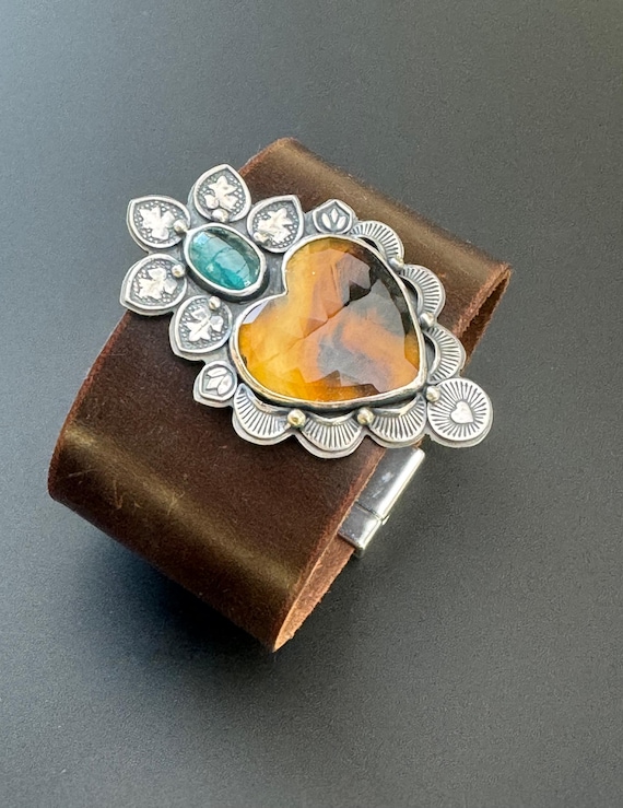 Montana agate healing heart cuff