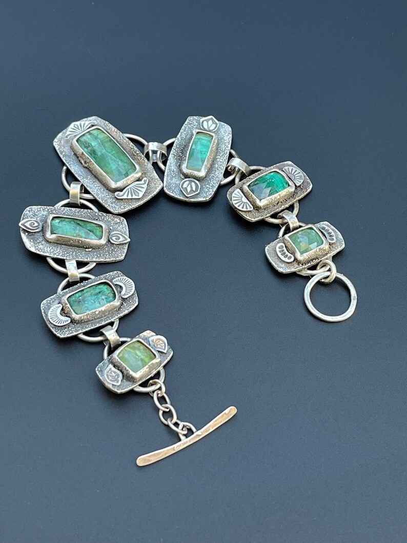 Mint Green Kyanite and Silver Bracelet Etsy