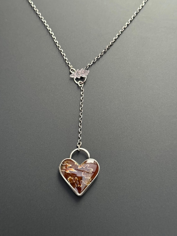 Suture ammonite heart toggle pendant