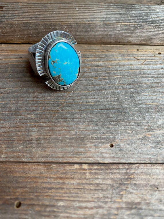Turquoise and sterling silver ring