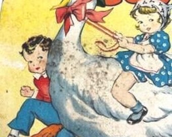 Vintage Mother Goose-kinderboek uit 1941