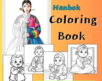 Libro da colorare Hanbok coreano: 26 pagine artistiche uniche (download PDF/PNG)