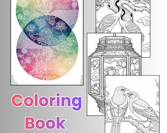 Watercolor Korean Folk Art Coloring Book – Modern Minhwa Designs (PDF)