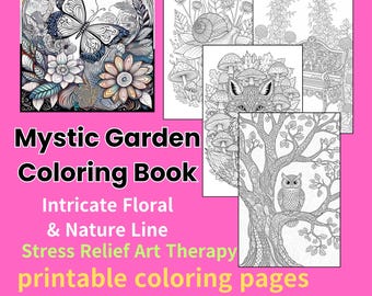 Mystischer Garten Malbuch: 33 blumenbezogene Kunsttherapie Seiten (PDF Download)