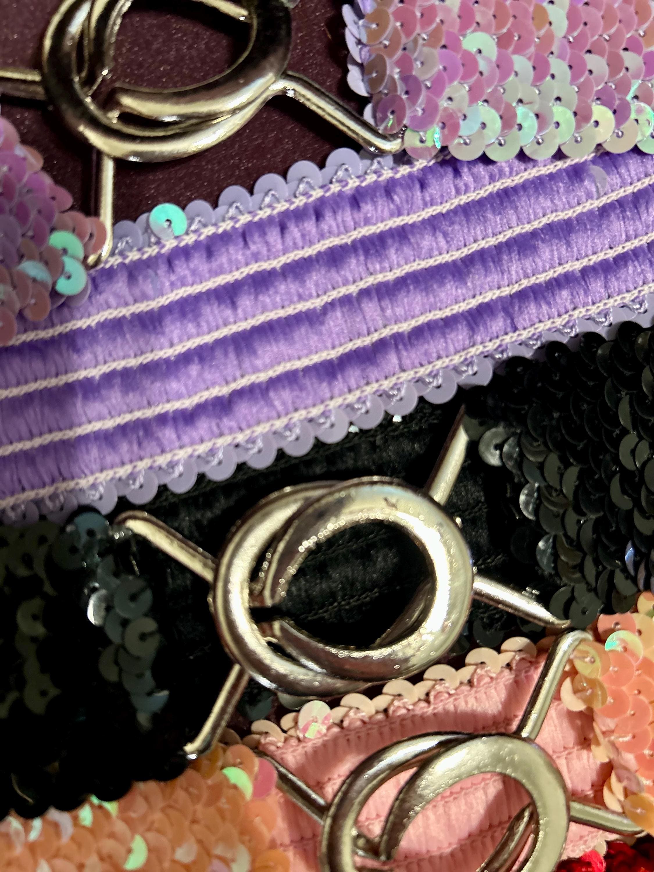 Y2K Sequins Stretch Belts With Metal Interlocking Buckle for 