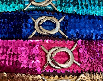 Y2K Sequins Stretch Belts With Metal Interlocking Buckle for  display picture 3