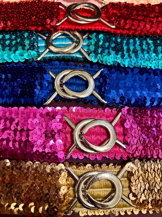 Y2K Sequins Stretch Belts With Metal Interlocking Buckle for  display picture 2