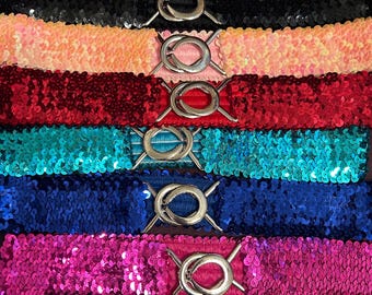 7 Vintage Elastic Stretch Waist Belts Lot Rhinestone Buckle Retro S/Petite Vintage Gold Elastic Stretch Rhinestone Belt With Buckles  main image 2