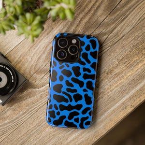 Blue Cheetah Print Phone Case, Tough Cases, Animal Print Accessory, Stylish Phone Cover, Unique Gift for Her