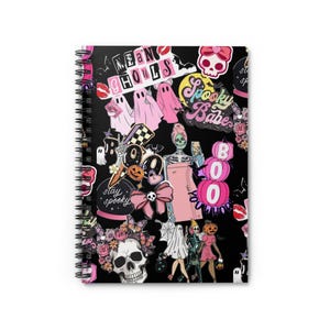 Spooky Chic Spiral Notebook - Ruled Line, Skull Notebook, Halloween Journal, Cute Stationery, Gift for Teens, Goth Decor
