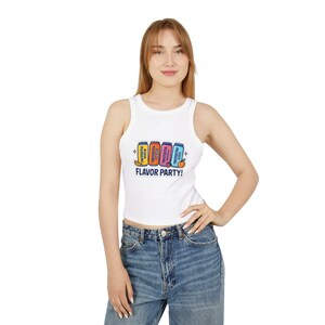 Flavor Party Damen Micro Rib Racer Tank Top - süßes Sommerkleid, Festivalkleidung, Partyhemd, Geschenk für sie, lässiger Stil
