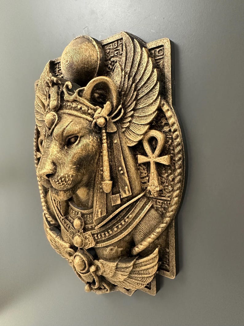 Sekhmet Wall Art Egyptian Goddess Decor - Lioness Head Plaque Ancient ...